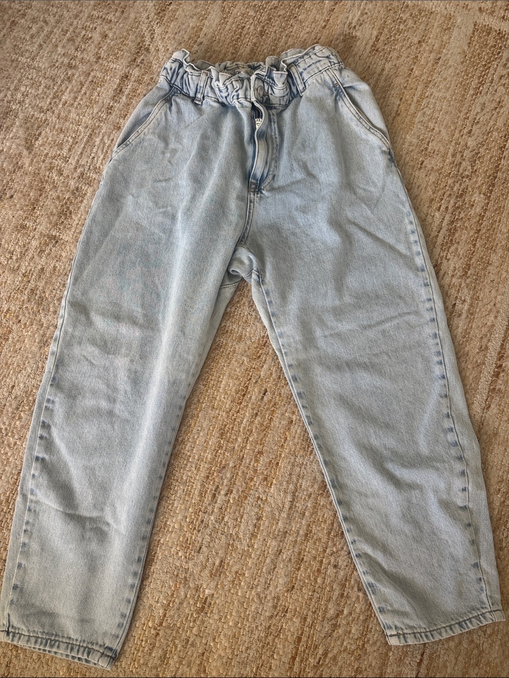 Zara Light Blue Paperbag Waist Jeans